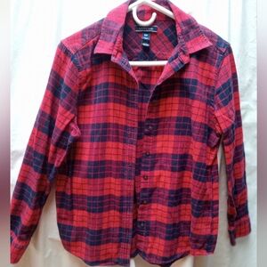Women's Lands' End Red Flannel Plaid Shirt